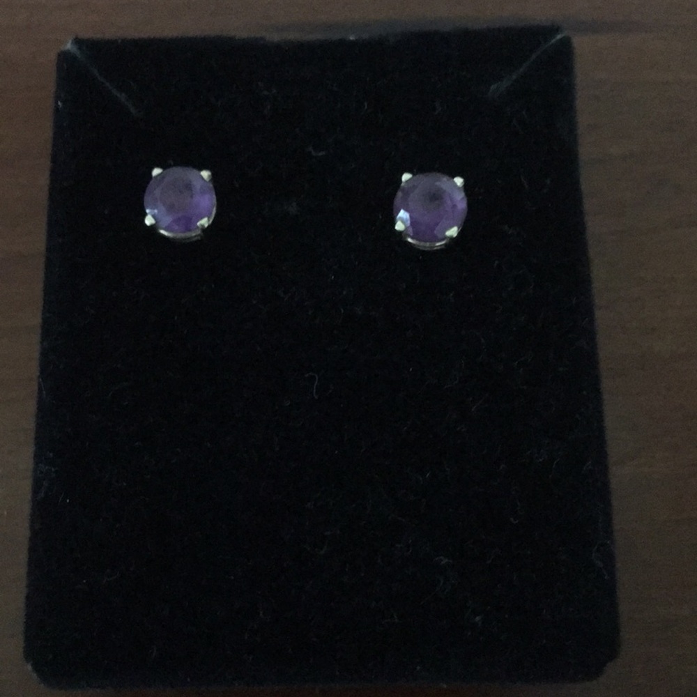 Purple Gemstone Stud Earrings - Women Jewelry Earrings